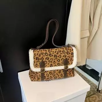 Новая сумка для поездок на работу с леопардовым принтом для женщин, повседневная универсальная сумка через плечо на осень и зиму цветной печати леопарда