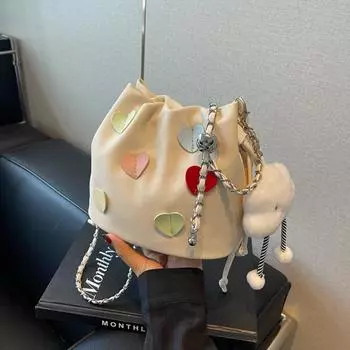 Новая сумка для женщин, модная трендовая сумка-ведро с нишевым дизайном, женская сумка-цепочка через плечо, плиссированная сумка