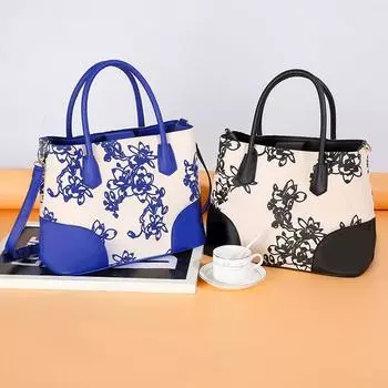 Новая сумка Guofeng женская хлопковая парусиновая сине-белая фарфоровая сумка модная и простая сумка через плечо женская 25*15*35cm синий
