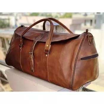 Новая сумка из натуральной кожи для путешествий, мужская дорожная сумка для спортзала L, винтажная сумка для выходных, коричневая 21 x 9 x 9 in коричневый