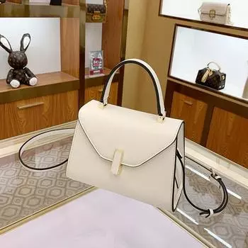 Новая сумка из натуральной кожи, уникальный дизайн, модная и минималистичная сумка с замком и пряжкой, ручная женская сумка на одно плечо с косой створкой, большая