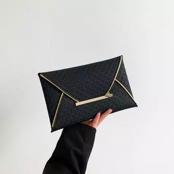 Новая сумка-конверт Niche Trend 2024 года, контрастный цвет, персонализированная сумка-клатч в Пномпене, модная и простая сумка-конверт в иностранном стиле чёрный