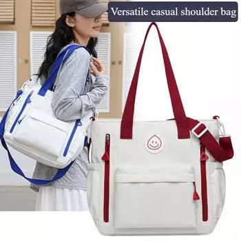 Новая сумка-мессенджер контрастного цвета, большая вместительная сумка для занятий, повседневная универсальная сумка через плечо Ins, студенческая ручная сумка для поездок на работу 31x30x11cm чёрный