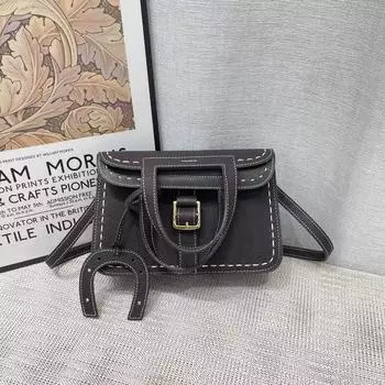 Новая сумка-подкова из кожи Togo с рисунком личи, сшитая вручную грубой нитью, ручная женская сумка через плечо из кожи 25cm