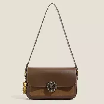 Новая сумка подмышки премиум-класса, универсальная сумка на плечо в стиле ретро, повседневная сумка через плечо для пригородных поездок коричневый