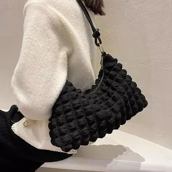 Новая сумка, повседневная модная трендовая сумка на одно плечо, женская зимняя тканевая сумка большой вместимости 28X 10 X 20CM бежевый