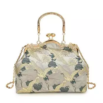 Новая сумка-ракушка в китайском стиле 2024 года, новая сумка в стиле ретро, сумка через плечо с бриллиантовой цепочкой, женская сумка-мессенджер чёрный