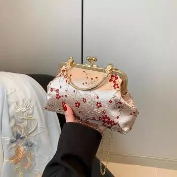 Новая сумка-ракушка в китайском стиле 2024 года, летняя новая сумка-цепочка, персонализированная модная сумка через плечо, женская сумка-мессенджер красный