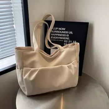 Новая сумка-тоут, большая вместимость, однотонная сумка-тоут, простая, студенческая, универсальная, сумка-мессенджер для поездок на работу через плечо чёрный