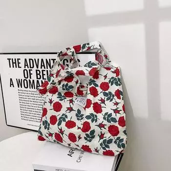 Новая сумка-тоут большой емкости в иностранном стиле с цветочным принтом, сумка на плечо, портативная женская студенческая ручная сумка, сумка для покупок