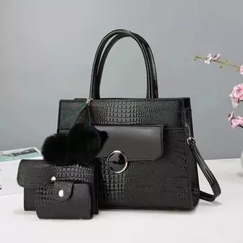 Новая сумка-тоут с каменным узором, вместительная сумка для матери и ребенка, комплект из трех предметов, универсальная и модная сумка через плечо на одно плечо .