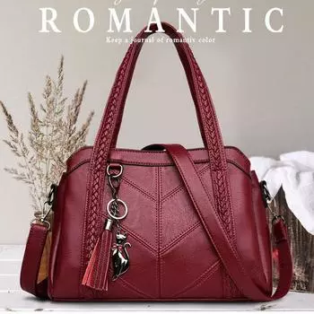 Новая сумка-тоут с кисточками, женская сумка, модная сумка большой вместимости, сумка-мессенджер через плечо, женская сумка красный