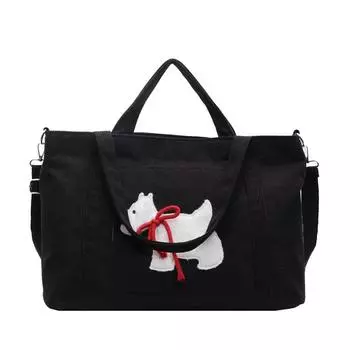 Новая сумка-тоут с мультяшным принтом, в ленивом стиле, универсальная, большой вместимости. чёрный