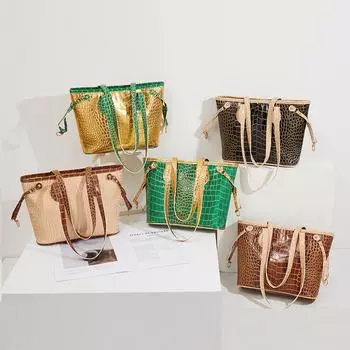 Новая сумка-тоут, женская сумка премиум-класса, сумка через плечо большой вместимости. чёрный