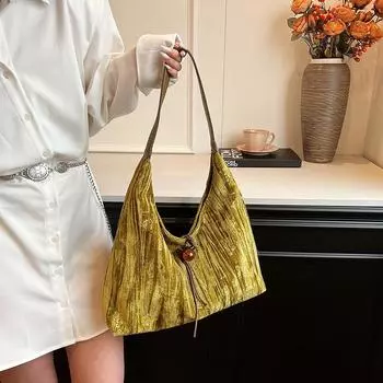 Новая сумка в китайском стиле, женская сумка через границу, новинка 2024 года, нишевая сумка-тоут на одно плечо с ощущением подмышек, бисером