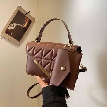 Новая сумка в клетку женская новая модная текстура простая маленькая квадратная сумка зимняя модная портативная сумка-мессенджер чёрный