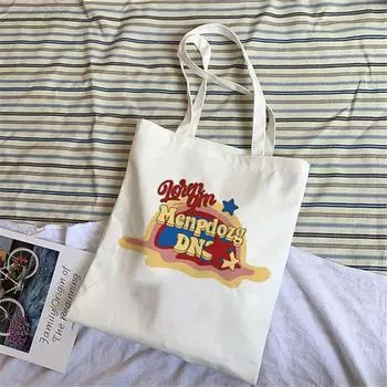Новая сумка в стиле Харадзюку с милым принтом и буквами, большая вместительная парусиновая сумка в стиле ретро с героями мультфильмов Ulzzang Ins, милая сумка на плечо в студенческом стиле, сумка 24*26cm