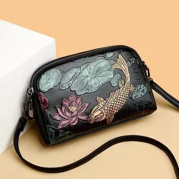 Новая сумка в стиле ретро с принтом, модная сумка-клатч Fuguiyu с тиснением и потертостями на одно плечо, большая вместимость, косая ракушка