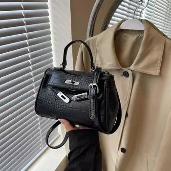 Новая сумка высокого класса, портативная на плечо через плечо с узором под камень чёрный