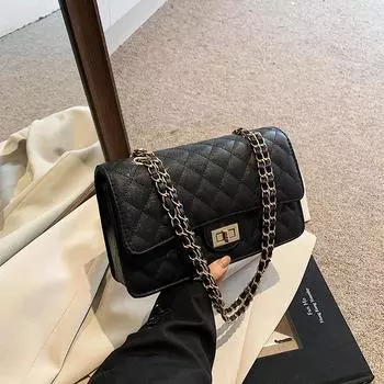 Новая сумка высокого класса, ромбовидная сумка-цепочка из икры, универсальная модная женская сумка через плечо чёрный