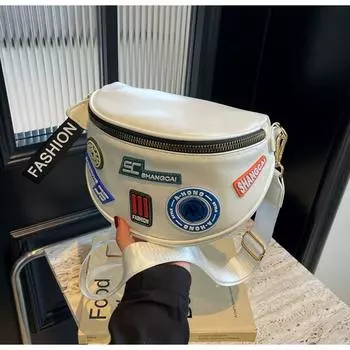 Новая сумка женская 2024 осень новый универсальный тренд женская сумка широкополосная сумка через плечо с буквами чёрный