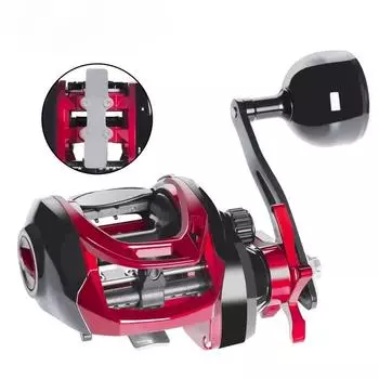 Новая супер прочная морская рыболовная катушка для крупной приманки серии TA800, водонепроницаемая для морской воды 6.3:1 Передаточное отношение 18 кг Троллинг Сома Троллинг Металлическая основа Left Hand красный
