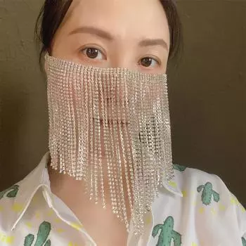Новая сверкающая маска с кисточками в этническом стиле, шарик для макияжа, хрустальная маска, аксессуары, маска для лица