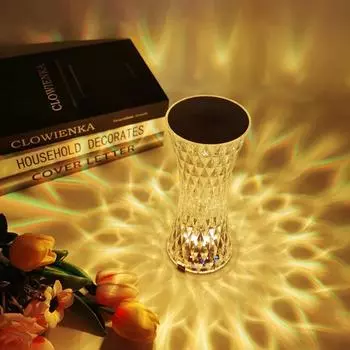 Новая светодиодная хрустальная настольная лампа, перезаряжаемая сенсорная красочная атмосфера, ночной светильник с регулируемой яркостью, хрустальный светодиодный стол 20