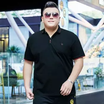 Новая свободная мужская футболка больших размеров с лацканами Fat Man, рубашка большого размера, нижняя рубашка XXXXXL 2XL чёрный