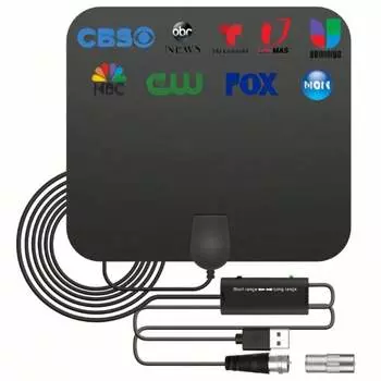 Новая телевизионная антенна для HDTV 4k 1080p. Размещение в интерьере с усилением диапазона 3600 миллионов. чёрный