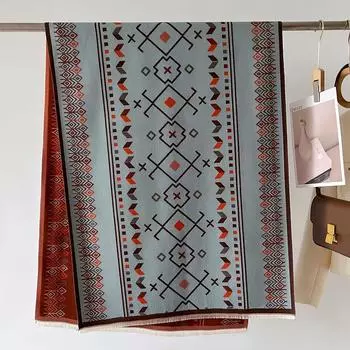 Новая теплая шаль женский шарф роскошный кашемировый зимний плед накидки двусторонняя печать пашмина буфанда дорожное пончо палантины эшарп 66X186cm