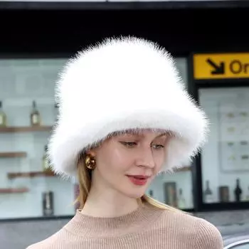 Новая теплая шапка из лисьего меха для осени и зимы, защита ушей, милая модная шапка, модная женская уличная шапка M56-58cm белый