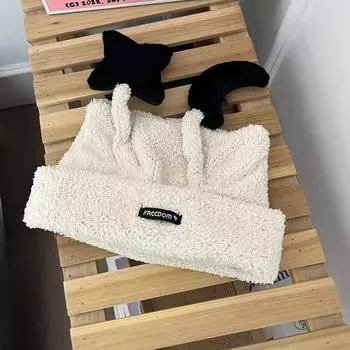 Новая теплая шапка-пуловер с допамином для детей, осенне-зимняя сумка для защиты головы и ушей, милая мультяшная плюшевая шерстяная шапка для родителей и детей M56-58cm чёрный