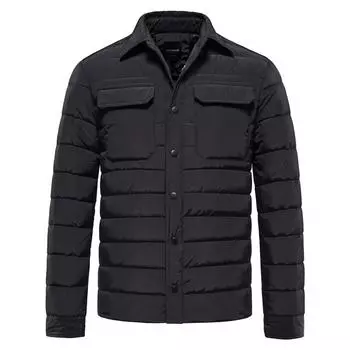 Новая теплая толстая зимняя куртка мужская с двойным карманом и воротником-стойкой пальто для мужчин повседневные деловые зимние парки мужские USA XL 80-90 kg чёрный