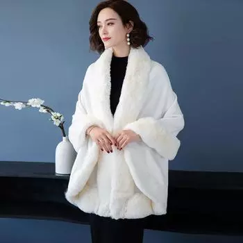 Новая теплая верхняя одежда осень и зима толстая шаль куртка модная накидка женская одежда вязаный свитер One size красный