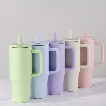 Новая термокружка для трансграничного использования, 40 унций, двухслойная термокружка со льдом, герметичная складная крышка с трубочкой, удобная для питья в машине 1.2L