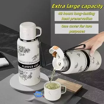 Новая термокружка Gardenia из нержавеющей стали 316, большой спортивный чайник для заваривания чая, высокая переносная кружка для воды 501-600ml белый