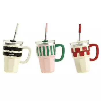 Новая термокружка Ins с трубочкой для всасывания для девочек, высокий уровень внешнего вида, большая емкость для воды, офисная кофейная кружка из нержавеющей стали 600ml