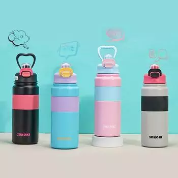 Новая термокружка из нержавеющей стали Ton Ton Cup Портативная портативная большая емкость с трубочкой, прыгающая кружка для воды 600ml