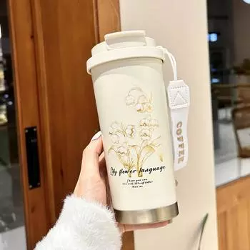 Новая термокружка кофейная чашка женская высокая внешний вид уровень большой емкости соломенная кружка для воды подарок на день рождения 500ml