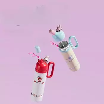 Новая термокружка с мультяшной фигуркой, креативная, милая, портативная, с трубочкой, большая емкость, портативная, прямая, для питья 800ML