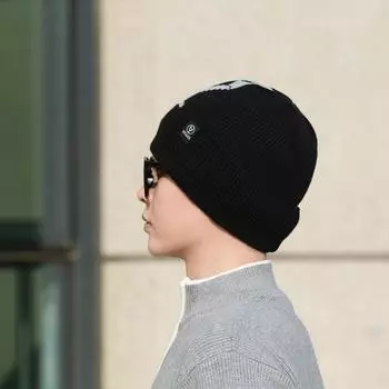 Новая термовязаная шерстяная шапка мужская шапка-пуловер однотонная универсальная повседневная уличная холодная шапка с буквами one size fits all серый