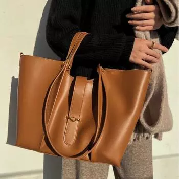 Новая Текстура Большая Сумка Сумка Тоут Женская Большая Вместимость Сумка Одно Плечо Перекрестное Плечо Женская Сумка Кожа 30x11x27cm бездна