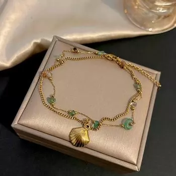 Новая титановая сталь ножная цепочка для женщин, богемная мода морская звезда ракушка рыбий хвост кулон двухслойное украшение на ногу