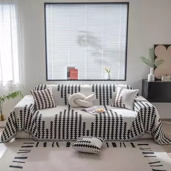 Новая ткань из синели с полным покрытием для дивана, полотенце в стиле Ins, свет с кисточками, роскошная внешняя торговля, универсальное четырехсезонное одеяло большого размера из цельного куска 180*130cm