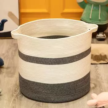 Новая тканая корзина для хранения из хлопковой веревки, большая вместительная складная корзина для хранения мелочей, корзина для сортировки одежды 45*50