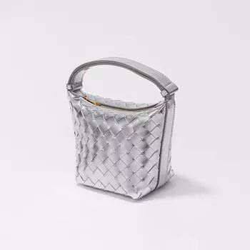 Новая тканая сумка-бокс для ланча с нишевым дизайном в стиле Instagram, серебряная сумка-ведро, трансграничная кожаная сумка большой вместительности для женщин