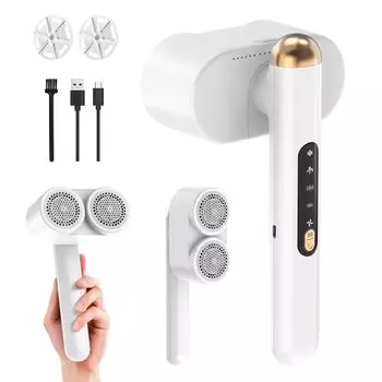 Новая тканевая бритва с аккумулятором, двойная головка для удаления волос, 4-скоростной режим, вращающаяся ручка, портативное беспроводное устройство для удаления свитера и занавески