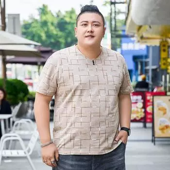 Новая толстая мужская футболка больших размеров с короткими рукавами, летняя футболка с половиной рукавов, топы XXL