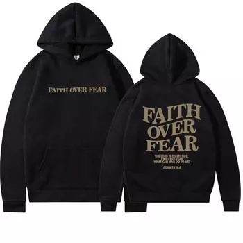 Новая толстовка с капюшоном Faith Over Fear для мужчин и женщин, толстовка с принтом One Piece Hair Collection, толстовки, свитшоты мужские S чёрный